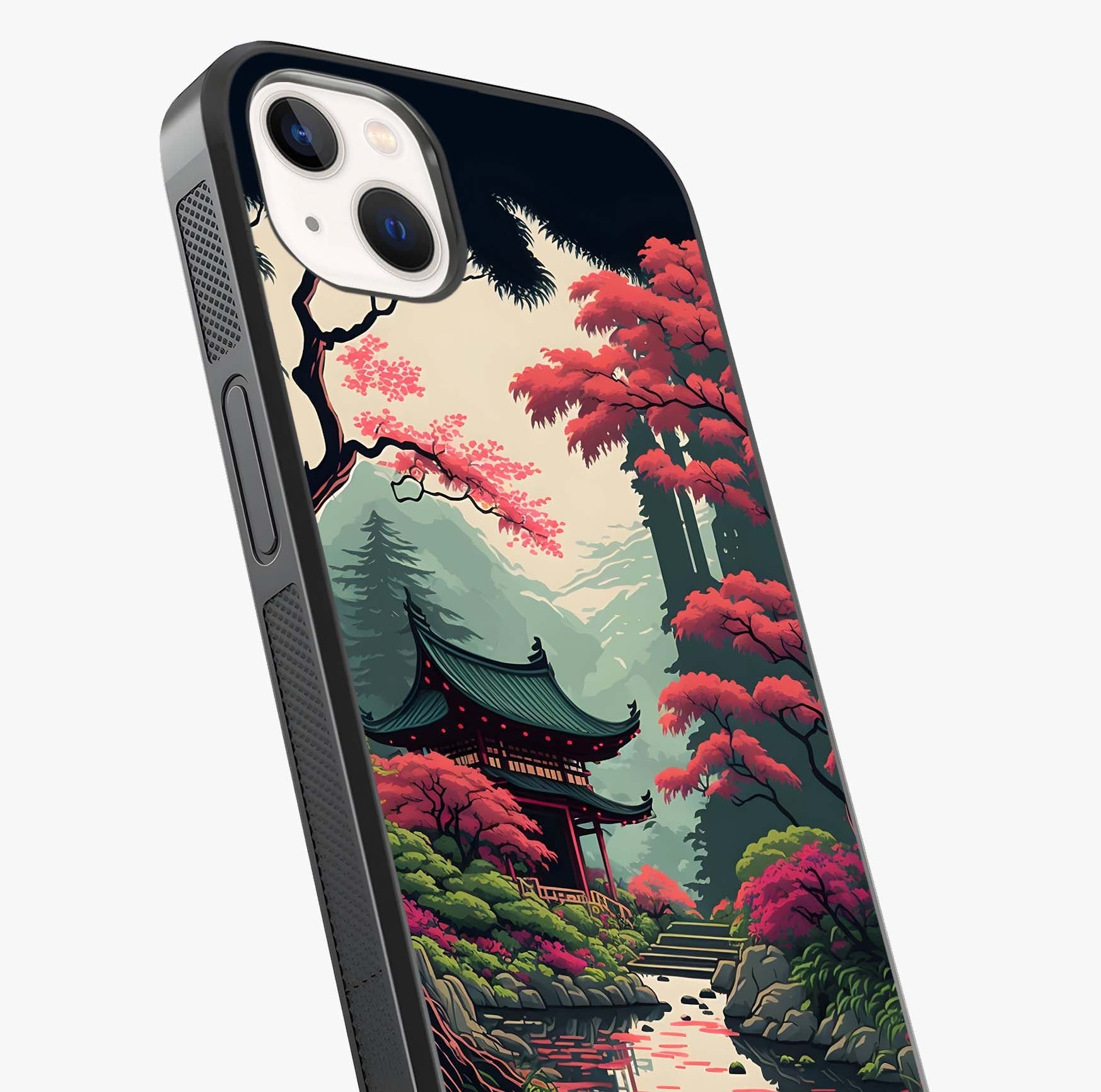 Crimson Temple View Glass Case captured at a warm angle highlighting gloss, texture and premium glass finish.