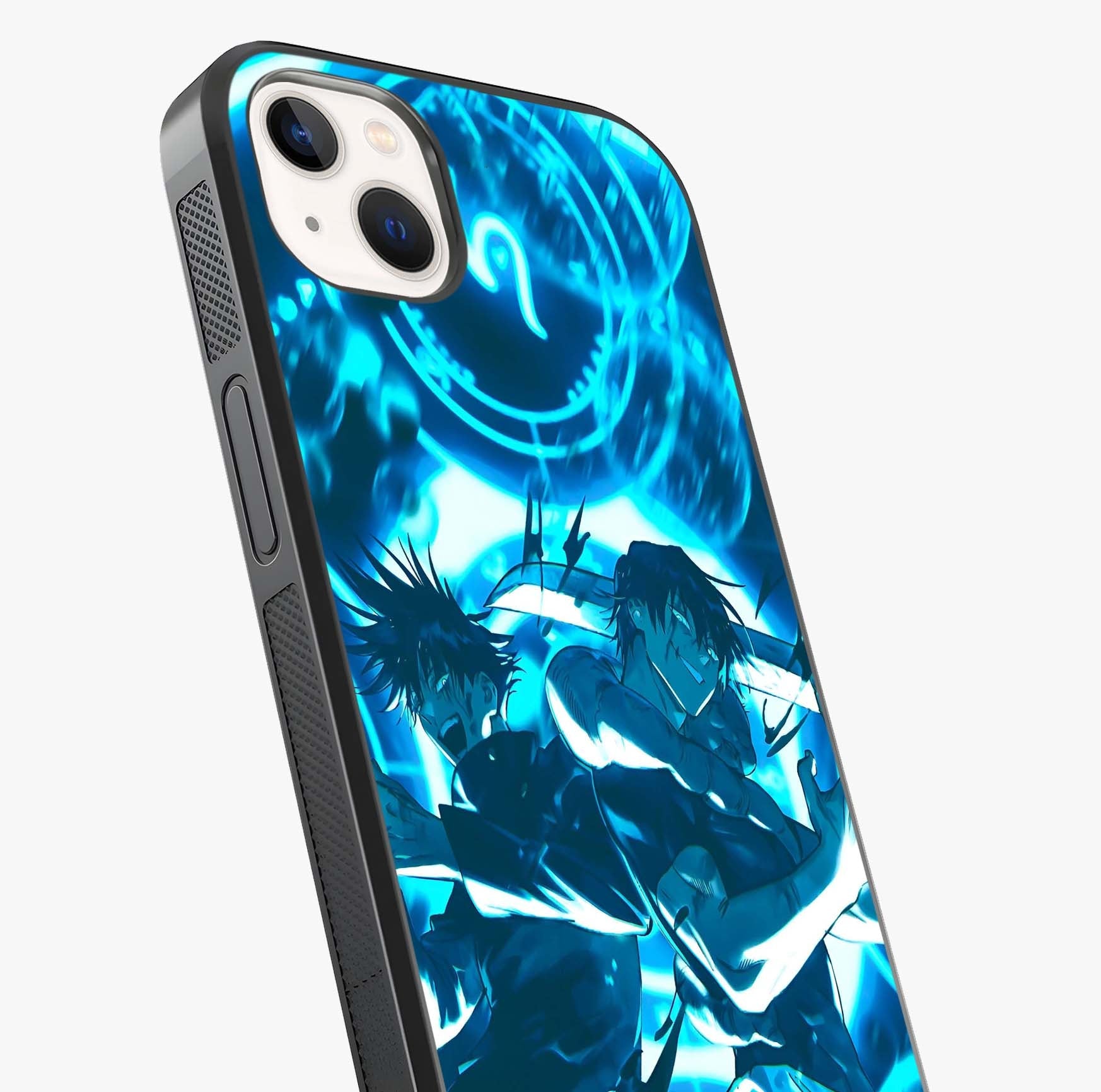 Cursed Energy Clash Glass Case captured at a warm angle highlighting gloss, texture and premium glass finish.