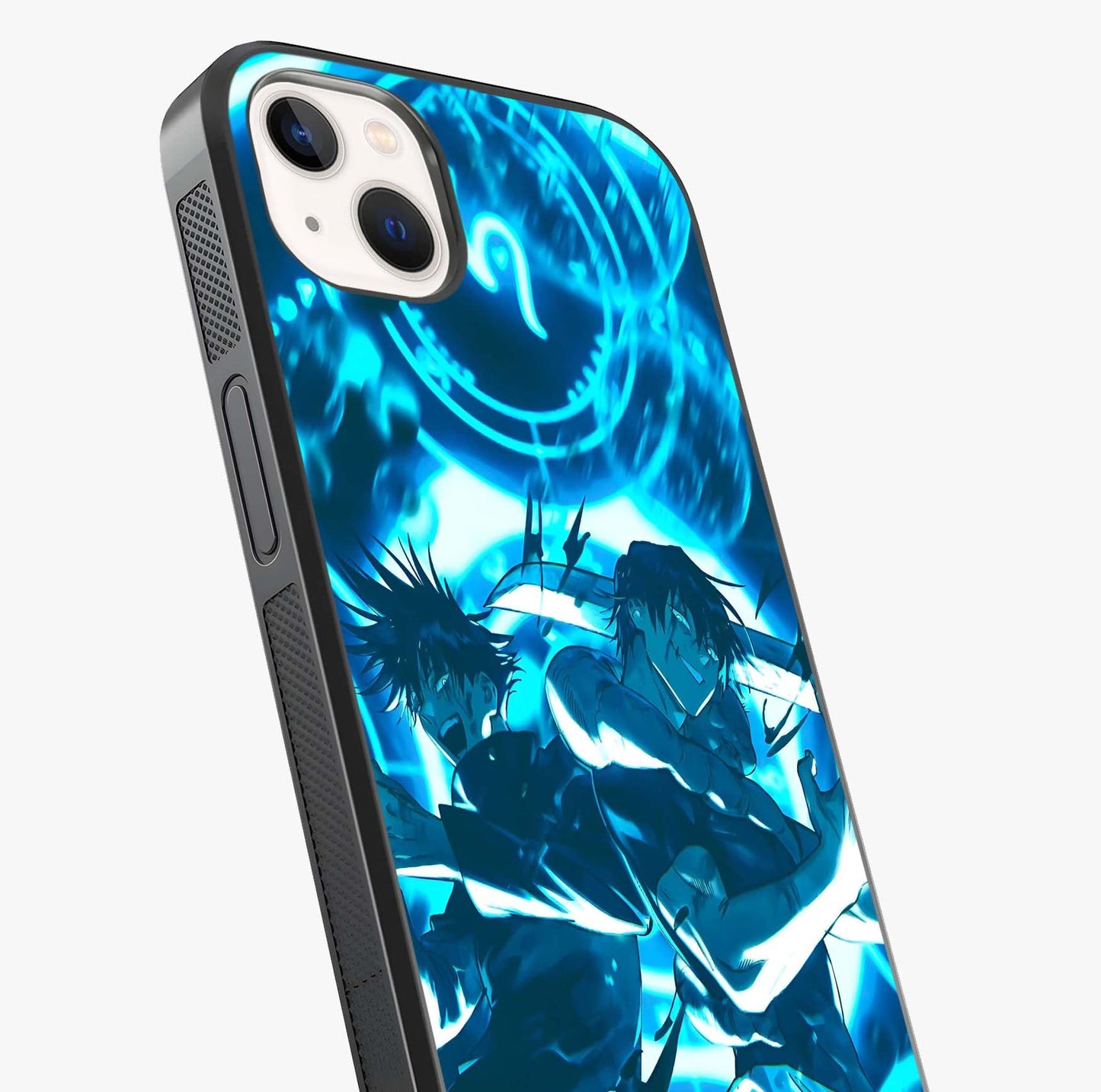 Cursed Energy Clash Glass Case captured at a warm angle highlighting gloss, texture and premium glass finish.