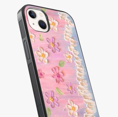 Dreamy Painted Garden Glass Case captured at a warm angle highlighting gloss, texture and premium glass finish.