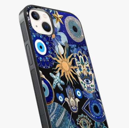 Evil Eye Charm Mix Glass Case captured at a warm angle highlighting gloss, texture and premium glass finish.