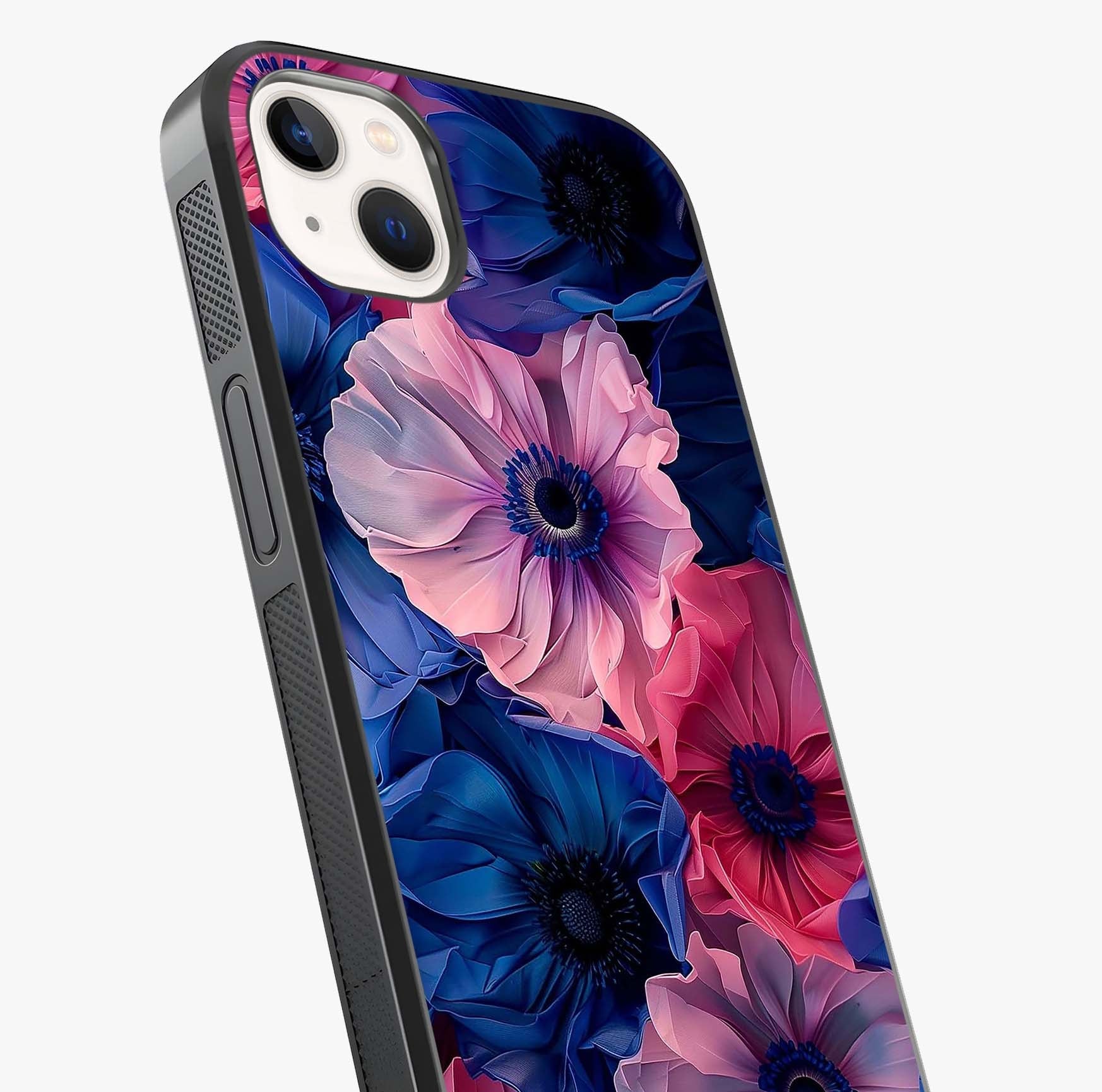 Flower Paper Art Pattern Glass Case captured at a warm angle highlighting gloss, texture and premium glass finish.