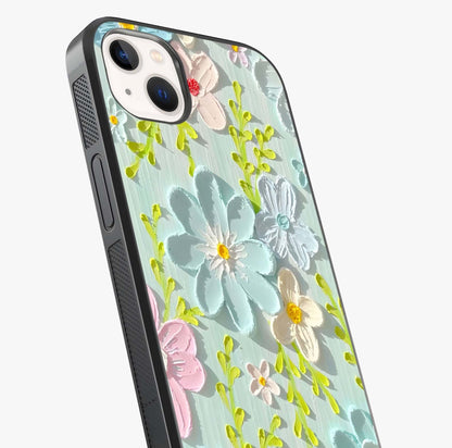 Frosted Petal Garden Glass Case captured at a warm angle highlighting gloss, texture and premium glass finish.