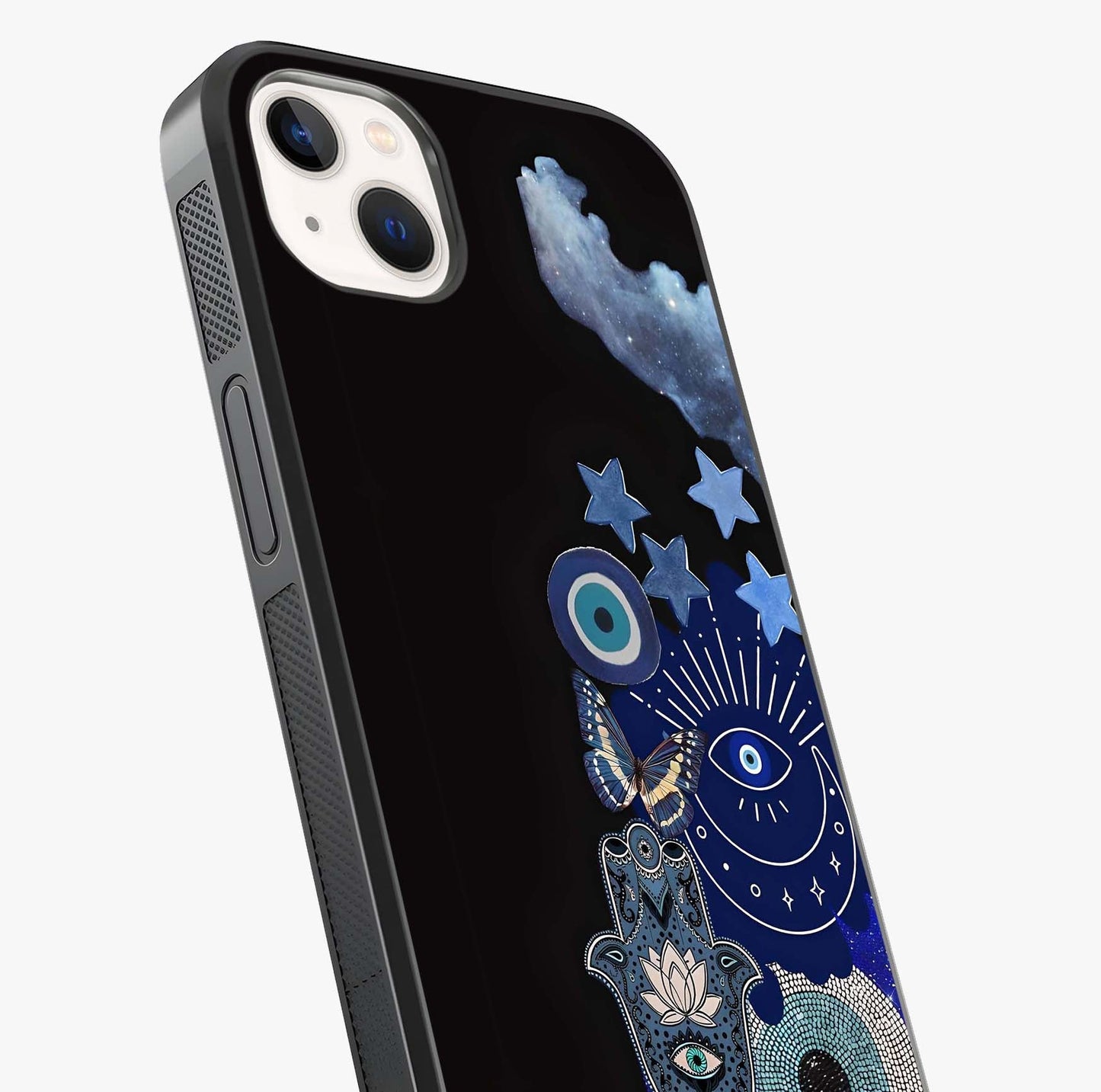Galactic Charm Cluster Glass Case captured at a warm angle highlighting gloss, texture and premium glass finish.