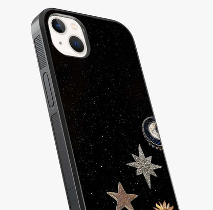 Galactic Charm Glow Glass Case captured at a warm angle highlighting gloss, texture and premium glass finish.
