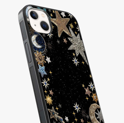 Galactic Jewel Stars Glass Case captured at a warm angle highlighting gloss, texture and premium glass finish.