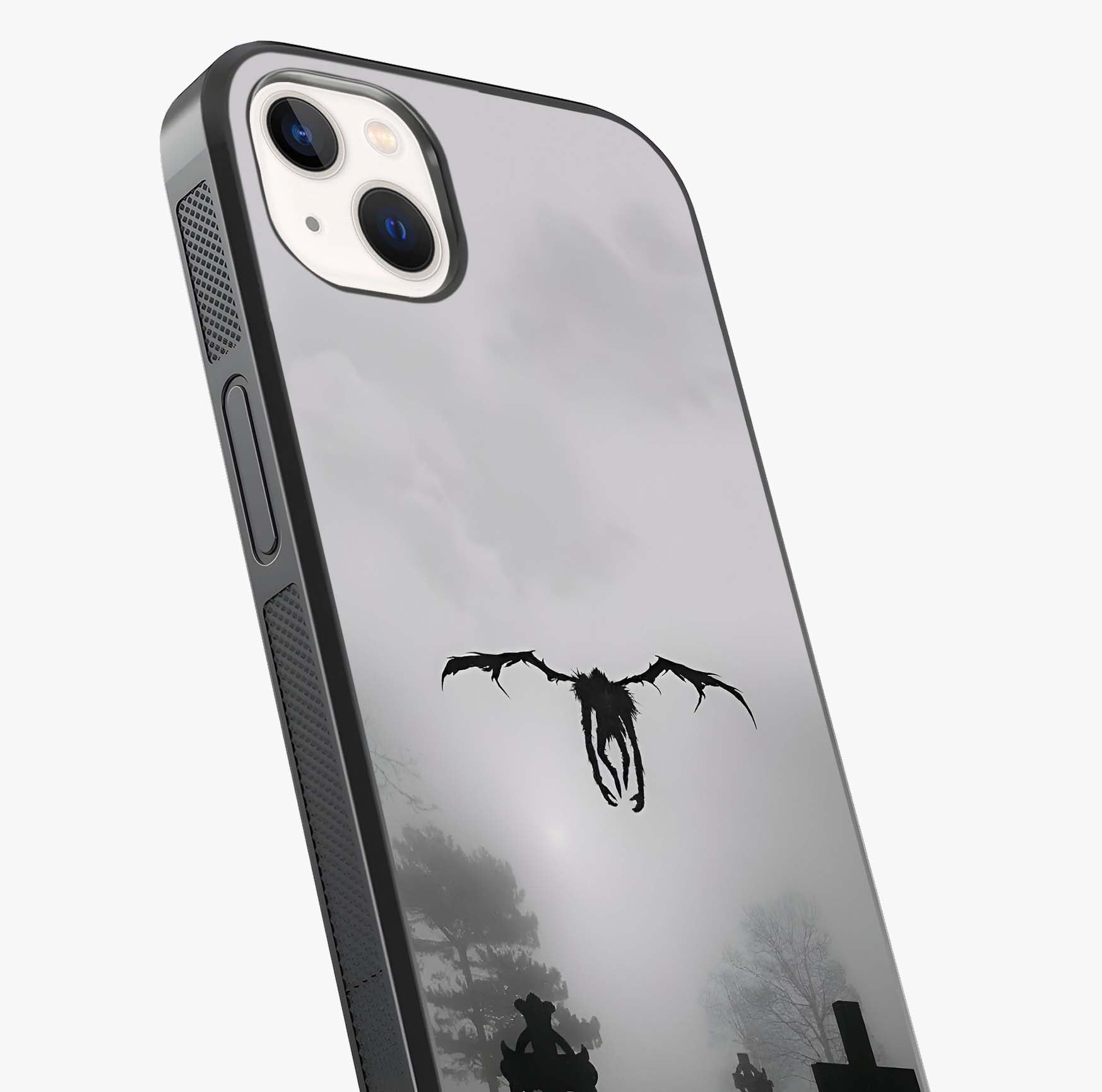 Graveyard Shadow Descent Glass Case captured at a warm angle highlighting gloss, texture and premium glass finish.