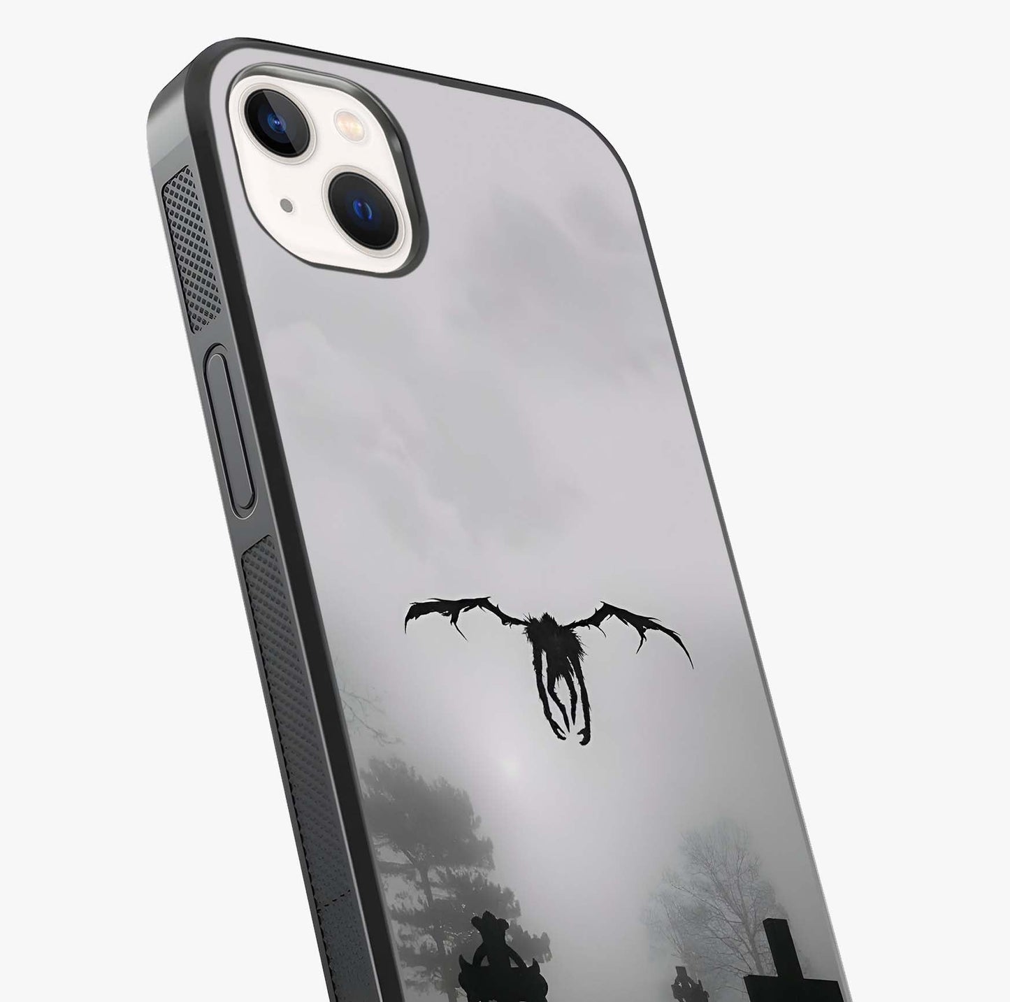 Graveyard Shadow Descent Glass Case captured at a warm angle highlighting gloss, texture and premium glass finish.