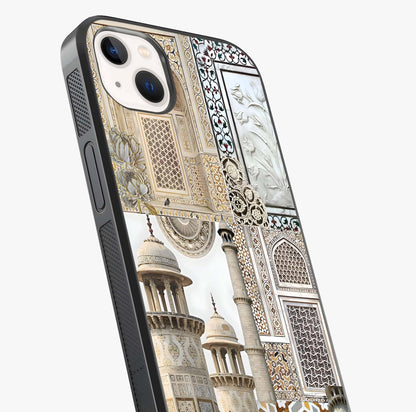 Mughal Marble Legacy Glass Case captured at a warm angle highlighting gloss, texture and premium glass finish.