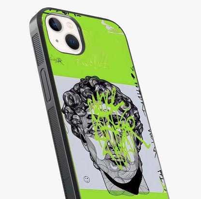Neo Graffiti Rebellion Glass Case captured at a warm angle highlighting gloss, texture and premium glass finish.