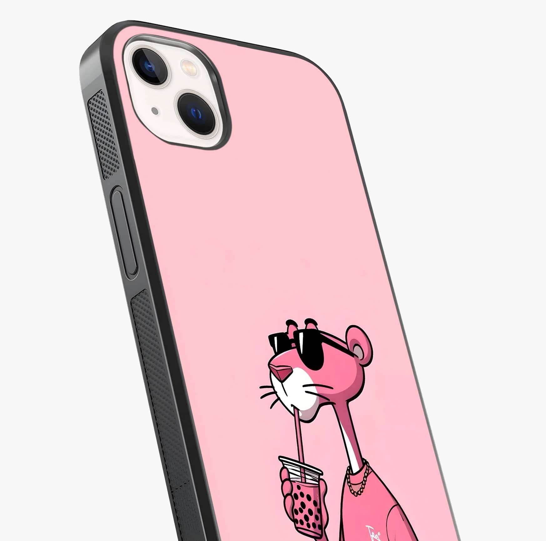 Pink Panther Glass Case captured at a warm angle highlighting gloss, texture and premium glass finish.