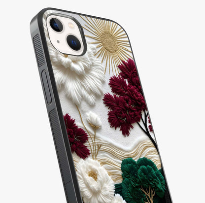 Radiant Bloom Elegance Glass Case captured at a warm angle highlighting gloss, texture and premium glass finish.