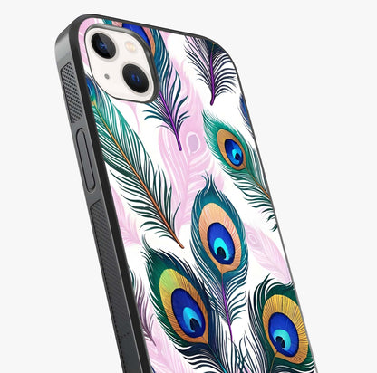 Royal Peacock Feathers Glass Case captured at a warm angle highlighting gloss, texture and premium glass finish.