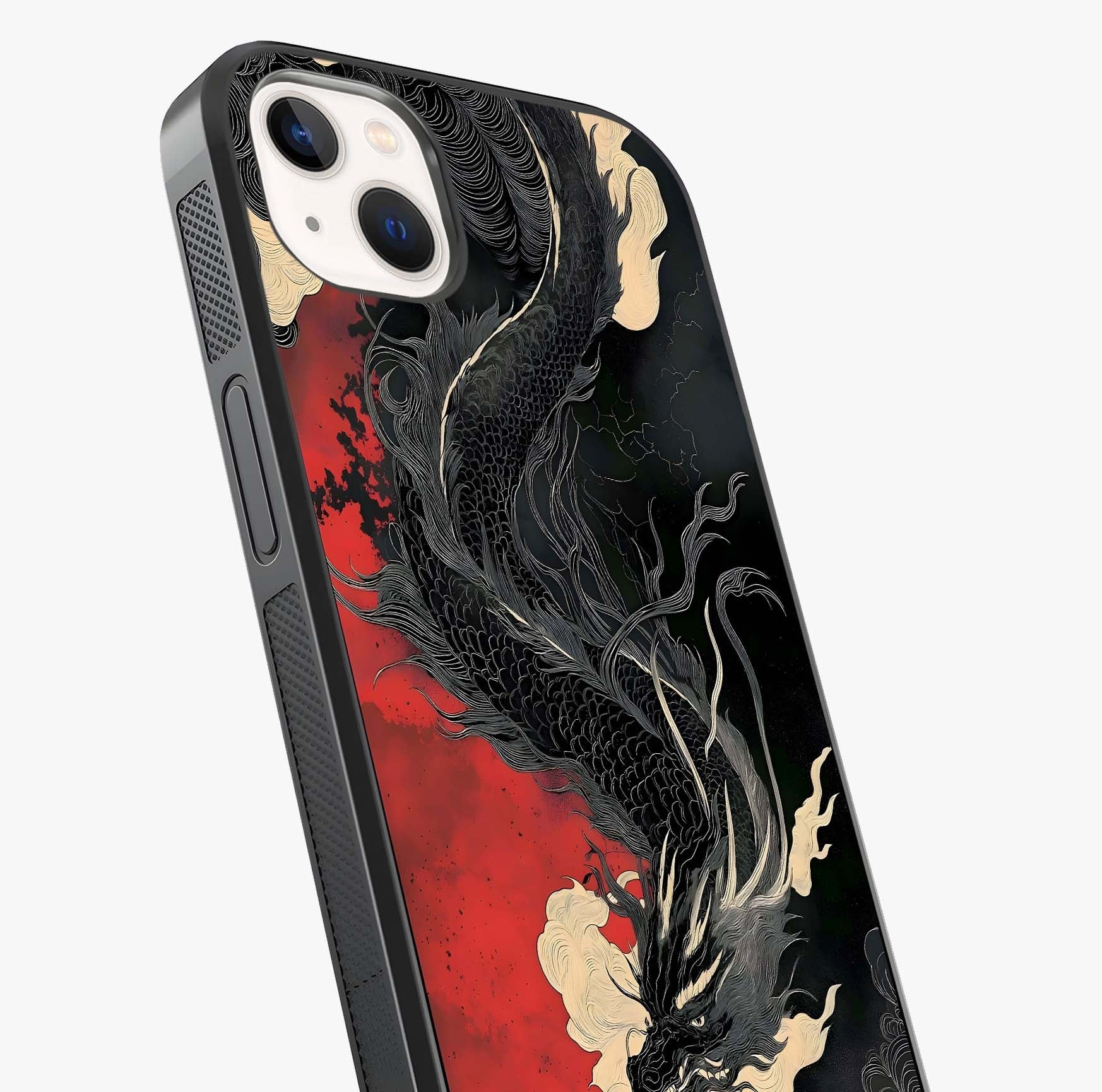 Shadow Dragon Fury Glass Case captured at a warm angle highlighting gloss, texture and premium glass finish.