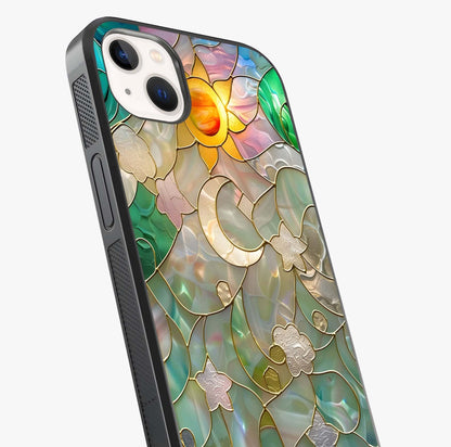 Stained Sunrise Glow Glass Case captured at a warm angle highlighting gloss, texture and premium glass finish.