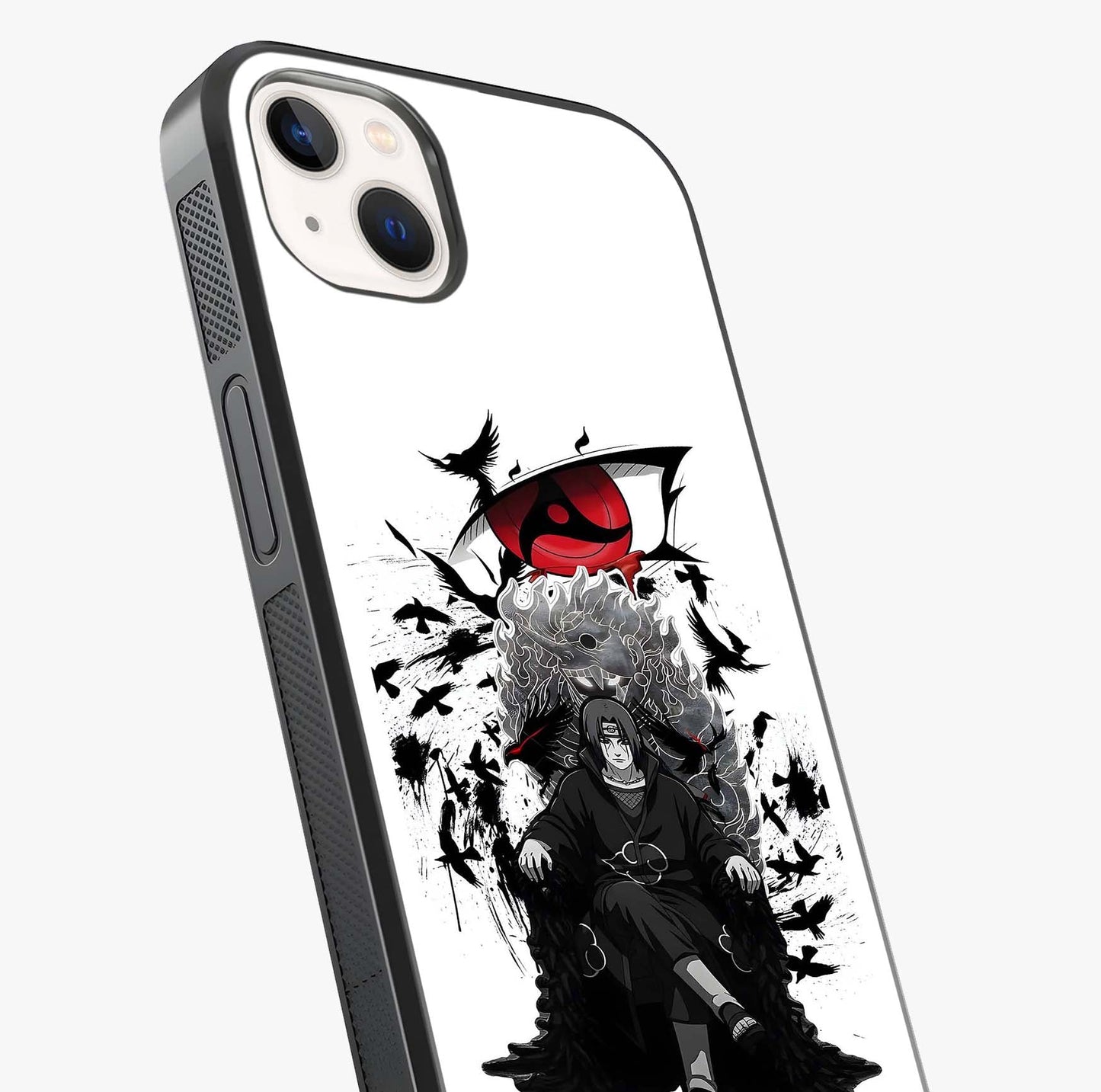 Uchiha Shadow Throne Glass Case captured at a warm angle highlighting gloss, texture and premium glass finish.