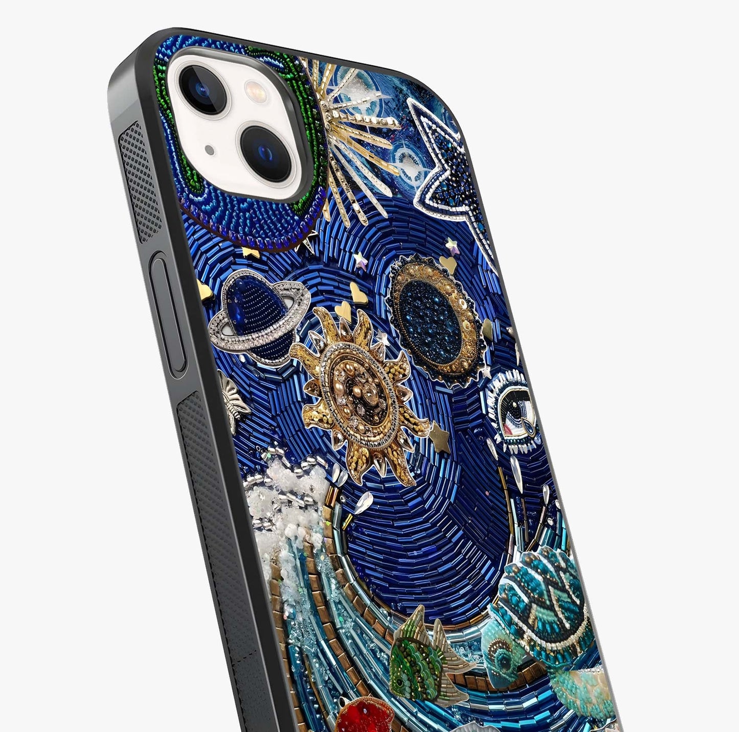 Universe Underwater Spark Glass Case captured at a warm angle highlighting gloss, texture and premium glass finish.