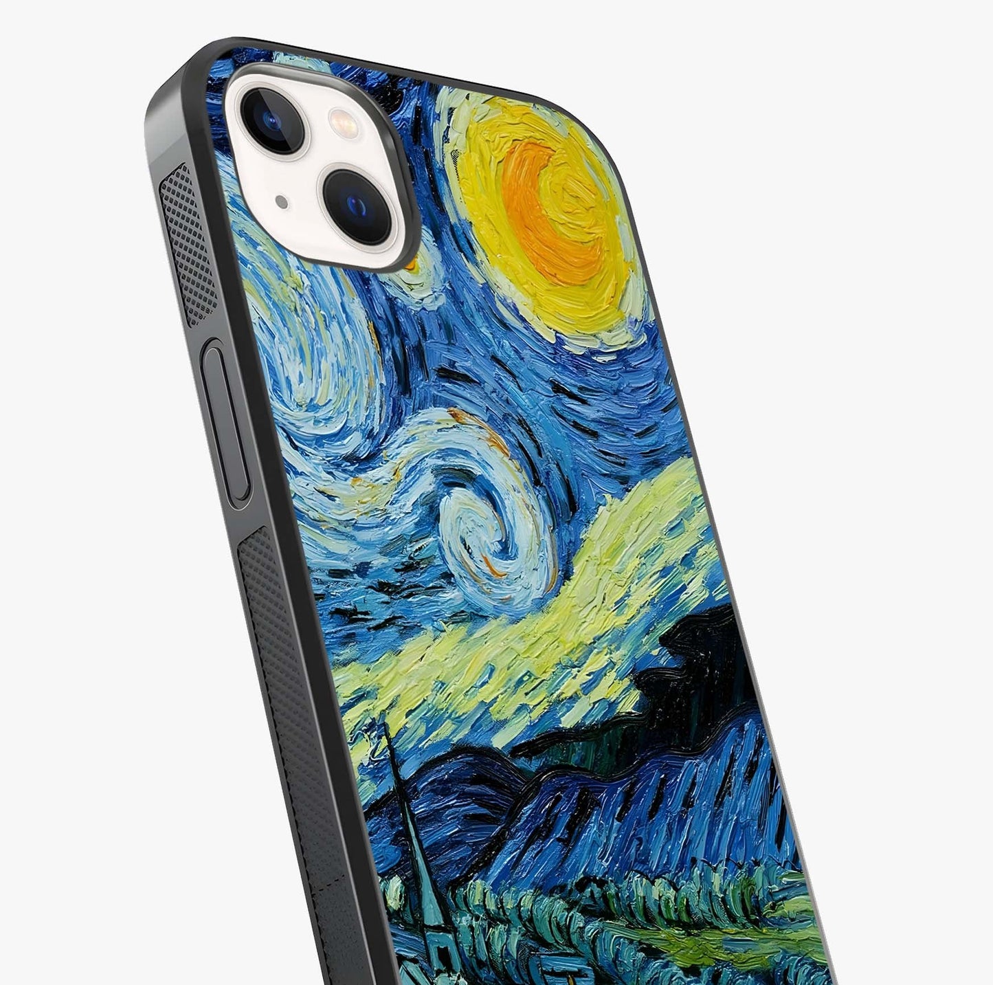 Van Gogh Art Glass Case captured at a warm angle highlighting gloss, texture and premium glass finish.
