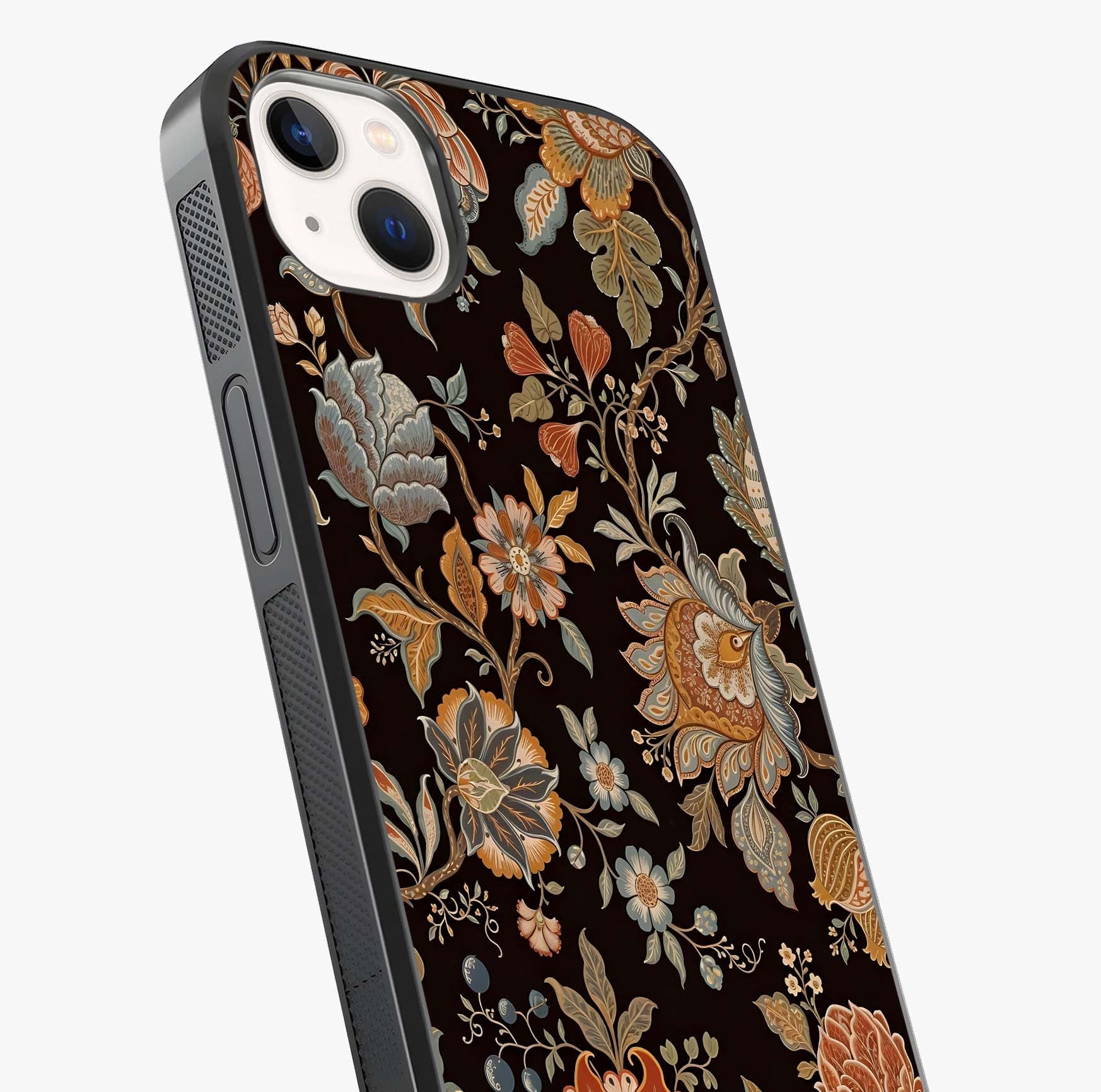 Vintage Floral Dream Glass Case captured at a warm angle highlighting gloss, texture and premium glass finish.