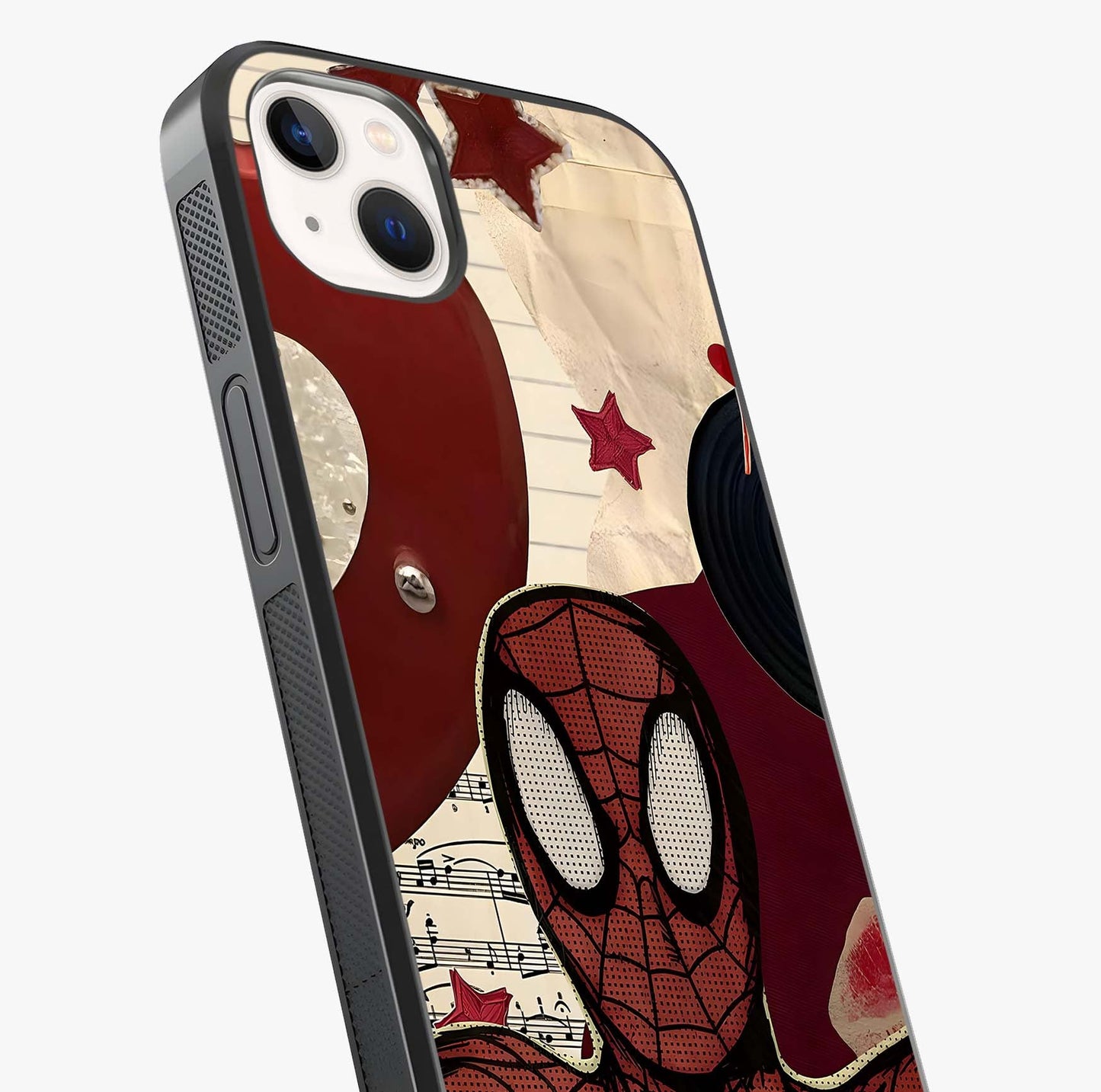 Web Warrior Vibes Glass Case captured at a warm angle highlighting gloss, texture and premium glass finish.