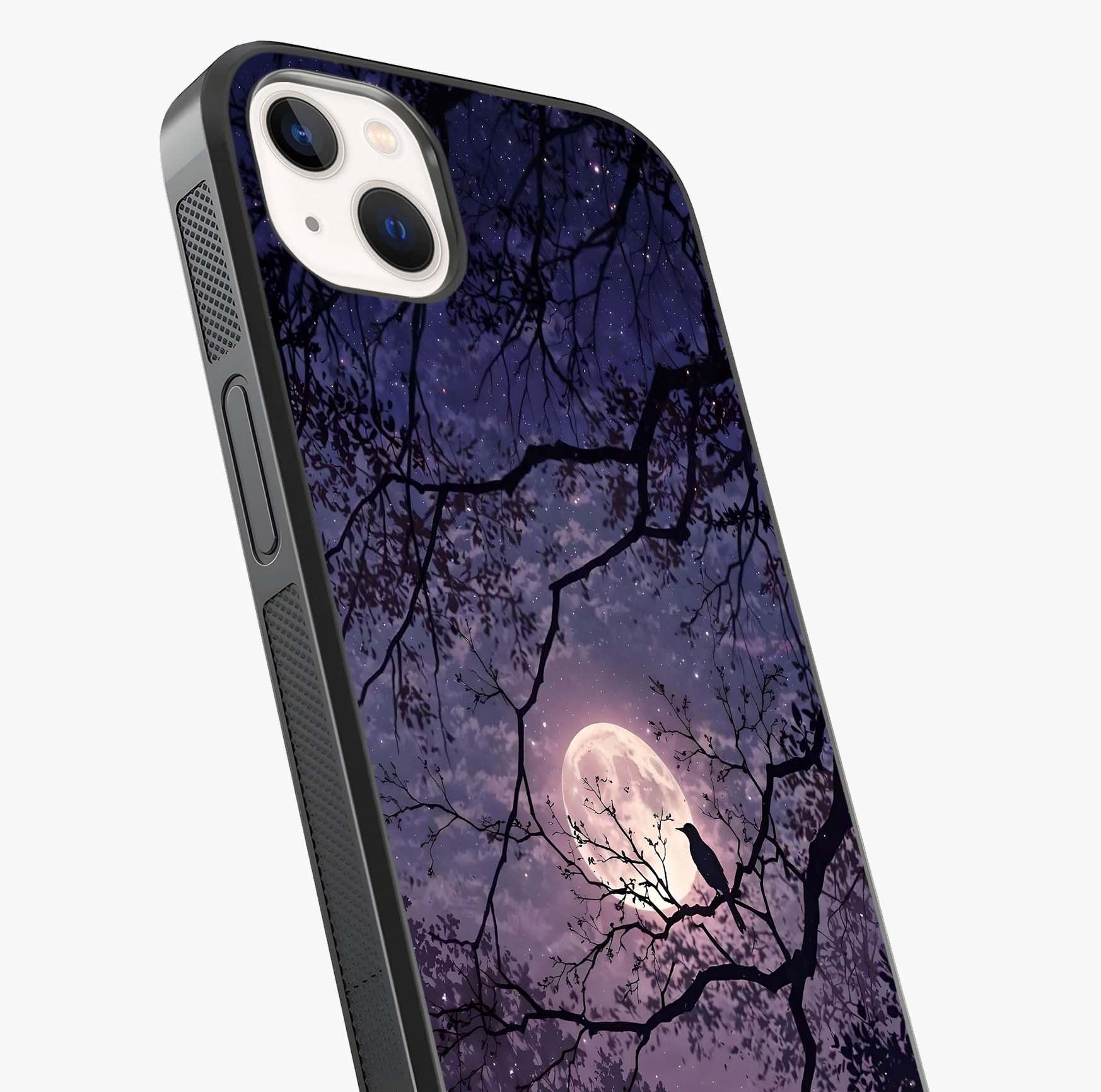 Whispering Moon Silence Glass Case captured at a warm angle highlighting gloss, texture and premium glass finish.