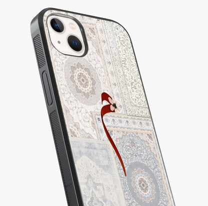 White Aesthetic Bow Glass Case captured at a warm angle highlighting gloss, texture and premium glass finish.