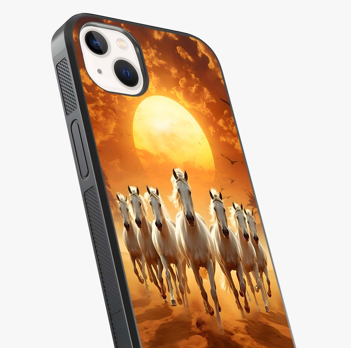 Wild Sunset Majesty Glass Case captured at a warm angle highlighting gloss, texture and premium glass finish.