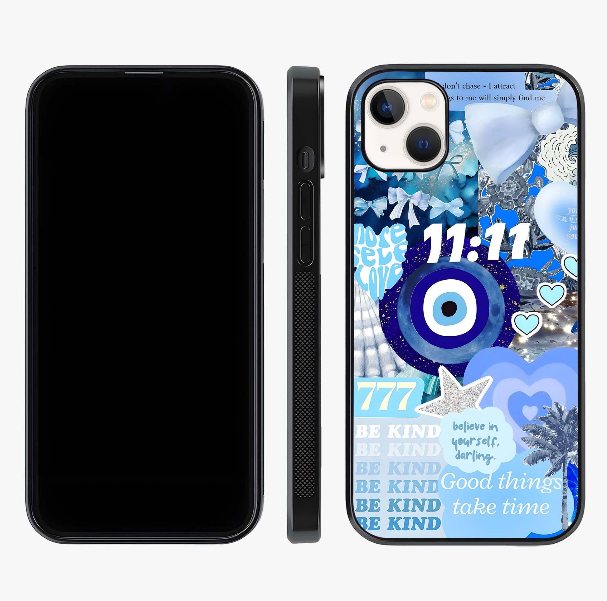 Aesthetic Be Kind Eye Glass Case displayed upright for full design visibility and premium finish.