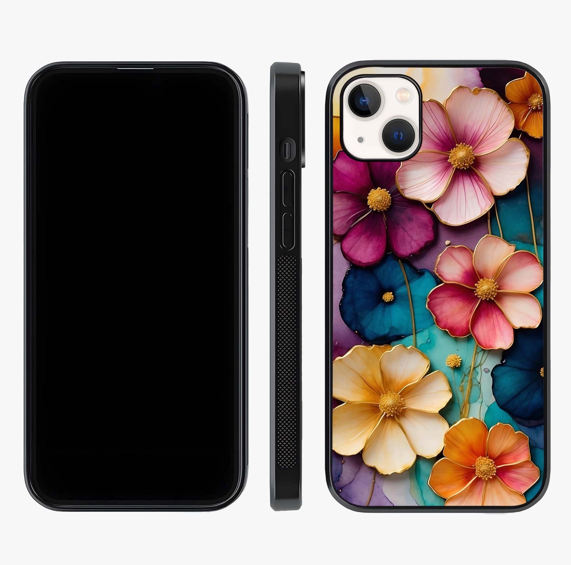 Artlyn Grace Flower Pattern Glass Case displayed upright for full design visibility and premium finish.