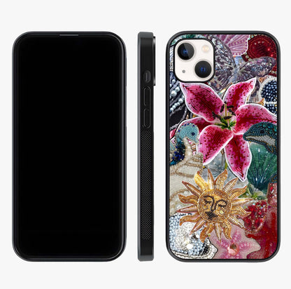 Beaded Garden Fantasy Glass Case displayed upright for full design visibility and premium finish.