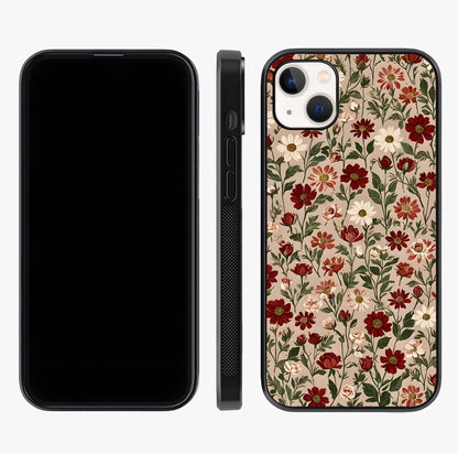 Biege Flower With Leaf Glass Case displayed upright for full design visibility and premium finish.
