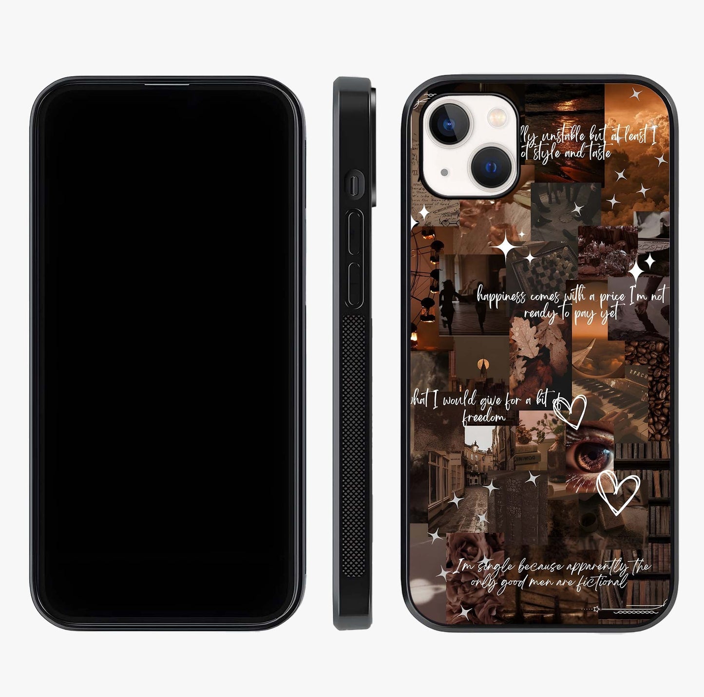 Bittersweet Aesthetic Chaos Glass Case displayed upright for full design visibility and premium finish.