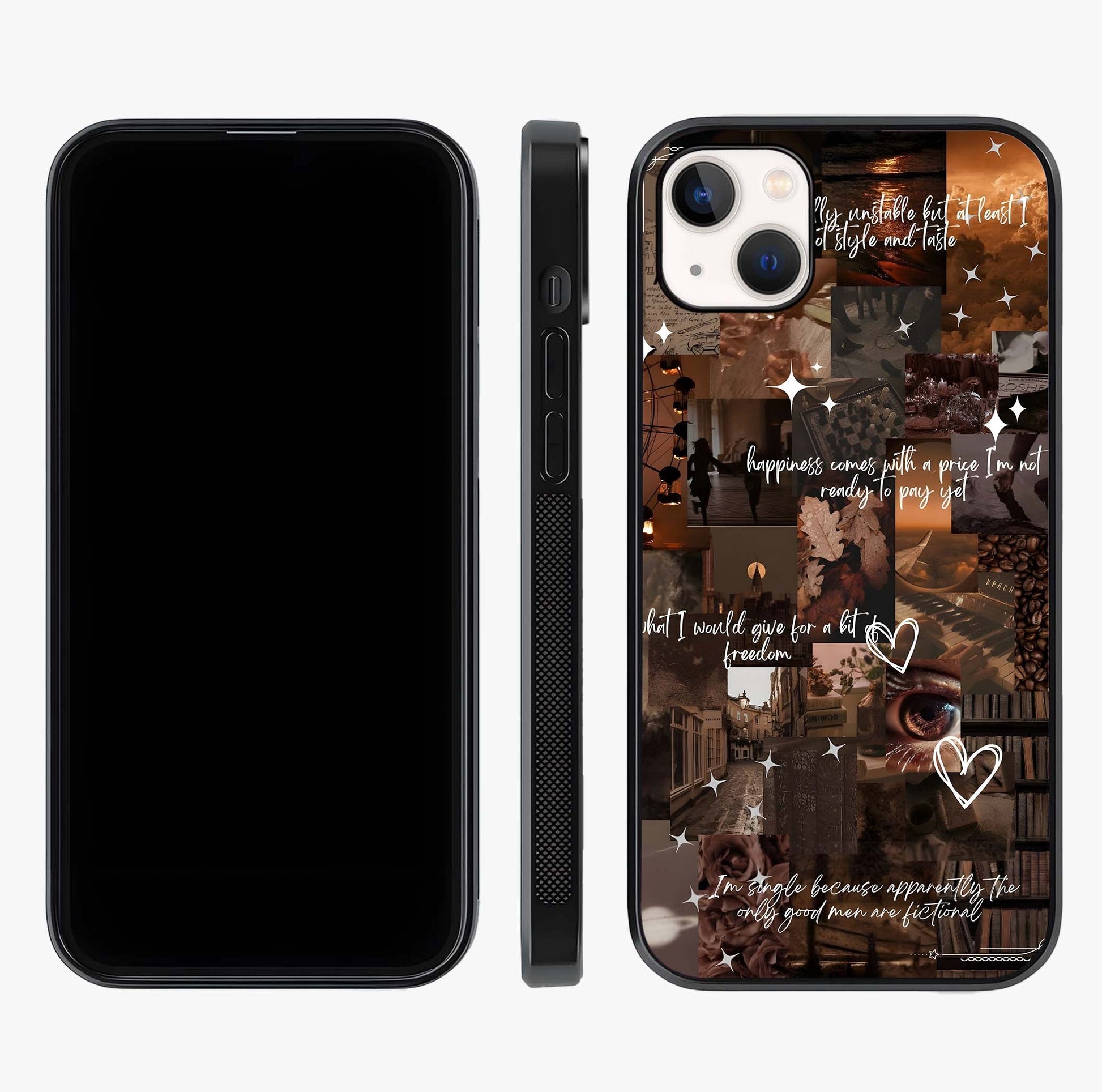 Bittersweet Aesthetic Chaos Glass Case displayed upright for full design visibility and premium finish.