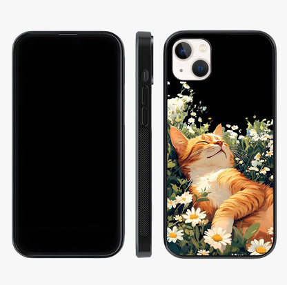 Blissful Bloom Cat Glass Case displayed upright for full design visibility and premium finish.