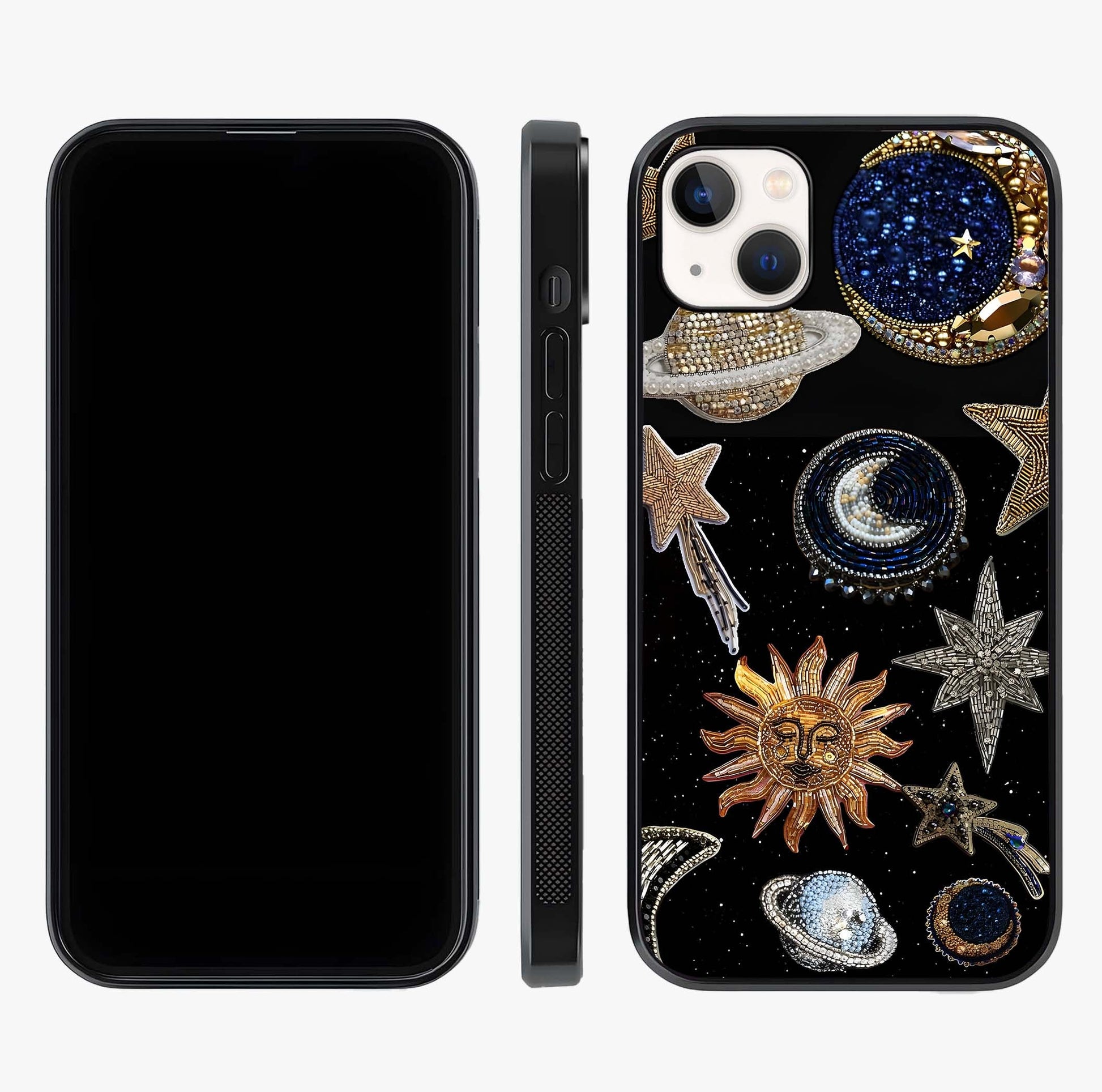 Celestial Gem Constellations Glass Case displayed upright for full design visibility and premium finish.