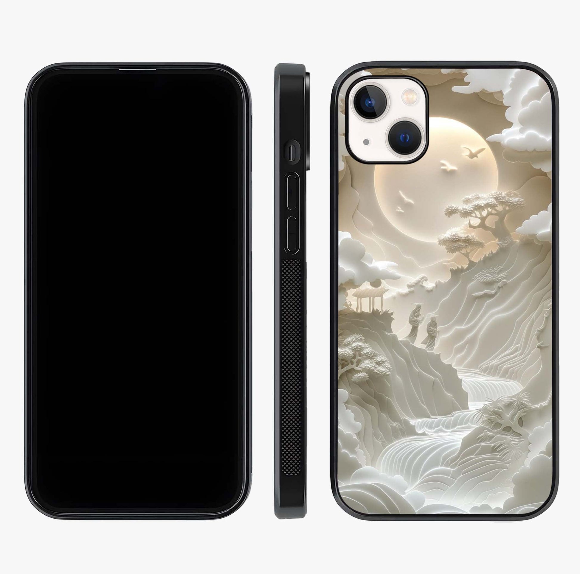Celestial Origami Glass Case displayed upright for full design visibility and premium finish.