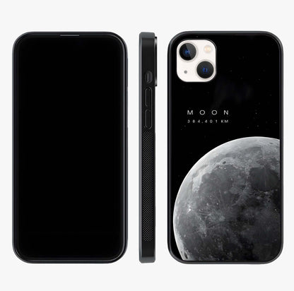 Cosmic Moon Glow Glass Case displayed upright for full design visibility and premium finish.
