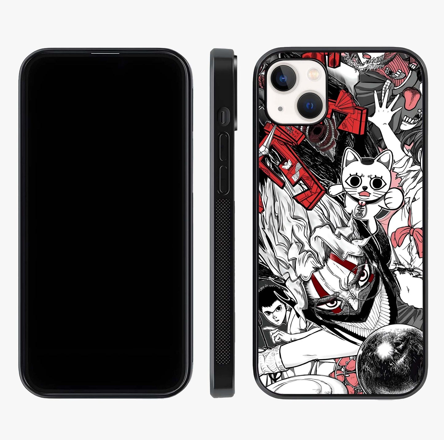 Crimson Chaos Panel Glass Case displayed upright for full design visibility and premium finish.