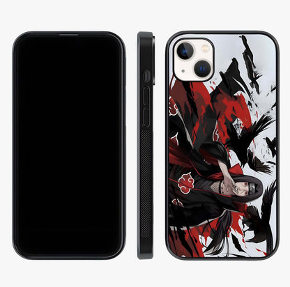 Crimson Crow Illusion Glass Case displayed upright for full design visibility and premium finish.