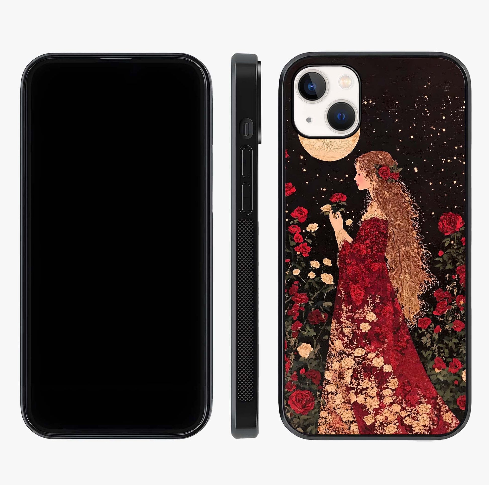 Crimson Dreams Glass Case displayed upright for full design visibility and premium finish.