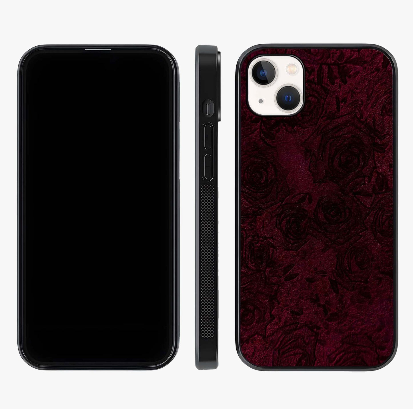 Crimson Fade Flow Glass Case displayed upright for full design visibility and premium finish.