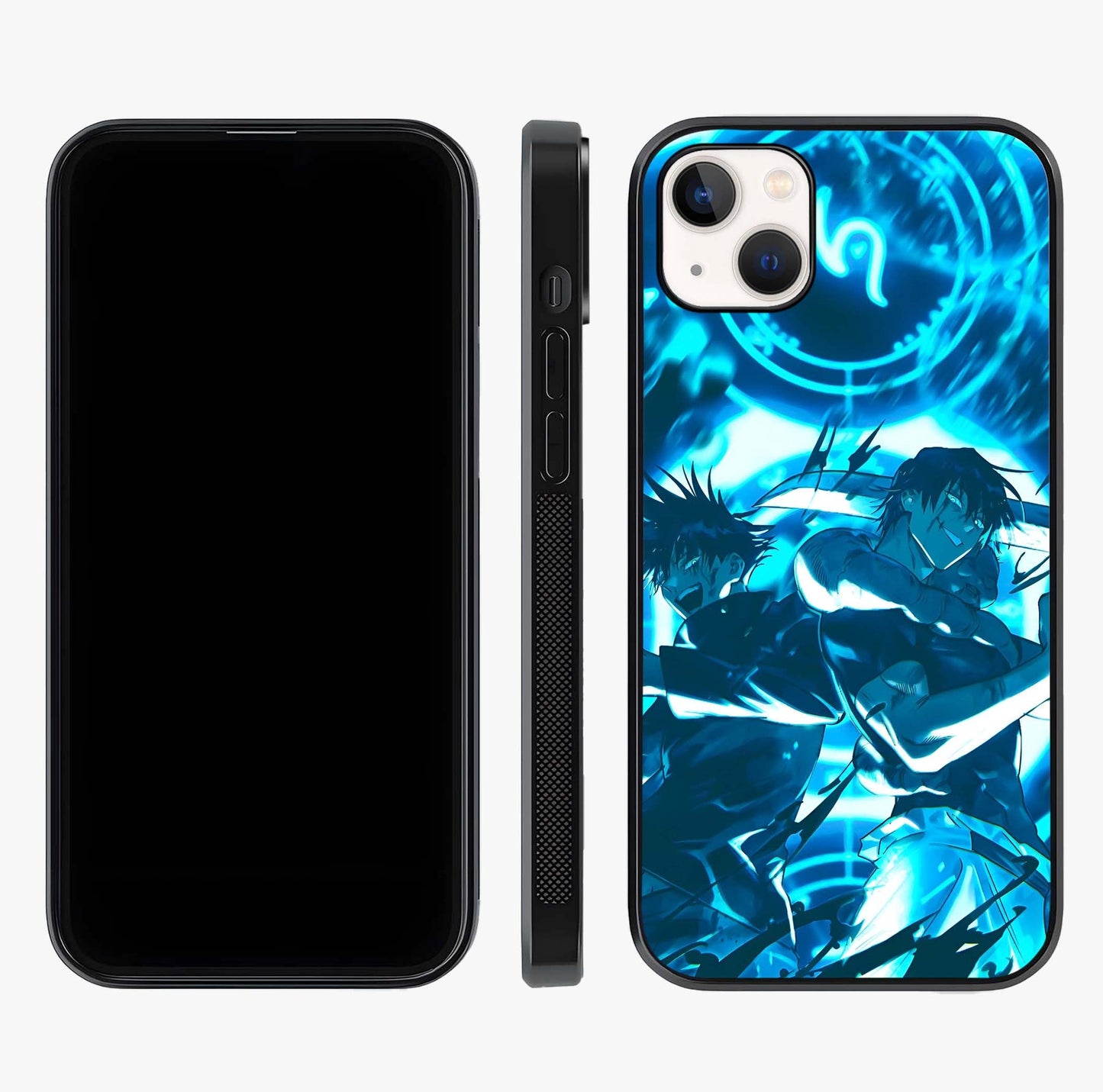 Cursed Energy Clash Glass Case displayed upright for full design visibility and premium finish.