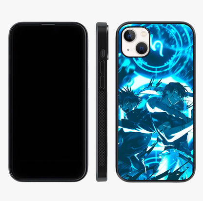 Cursed Energy Clash Glass Case displayed upright for full design visibility and premium finish.