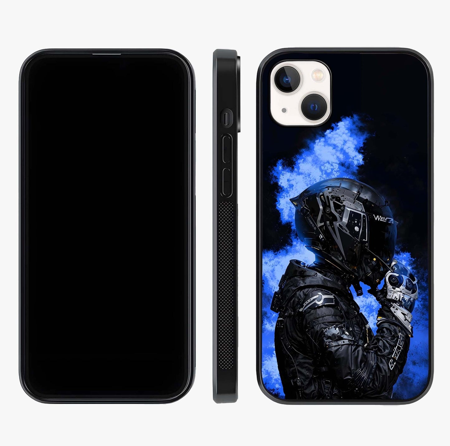 Cyber Sentinel Protocol Glass Case displayed upright for full design visibility and premium finish.