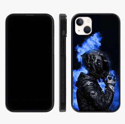Cyber Sentinel Protocol Glass Case displayed upright for full design visibility and premium finish.