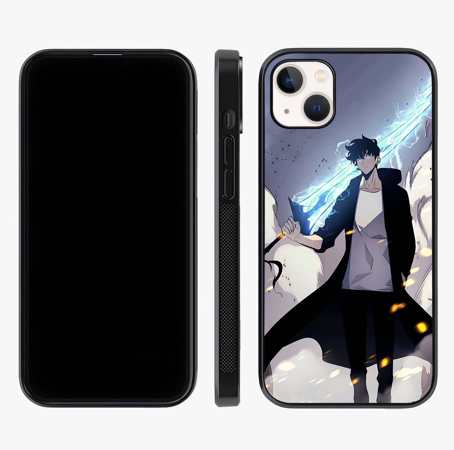 Dark Lightning Anime Warrior Glass Case displayed upright for full design visibility and premium finish.
