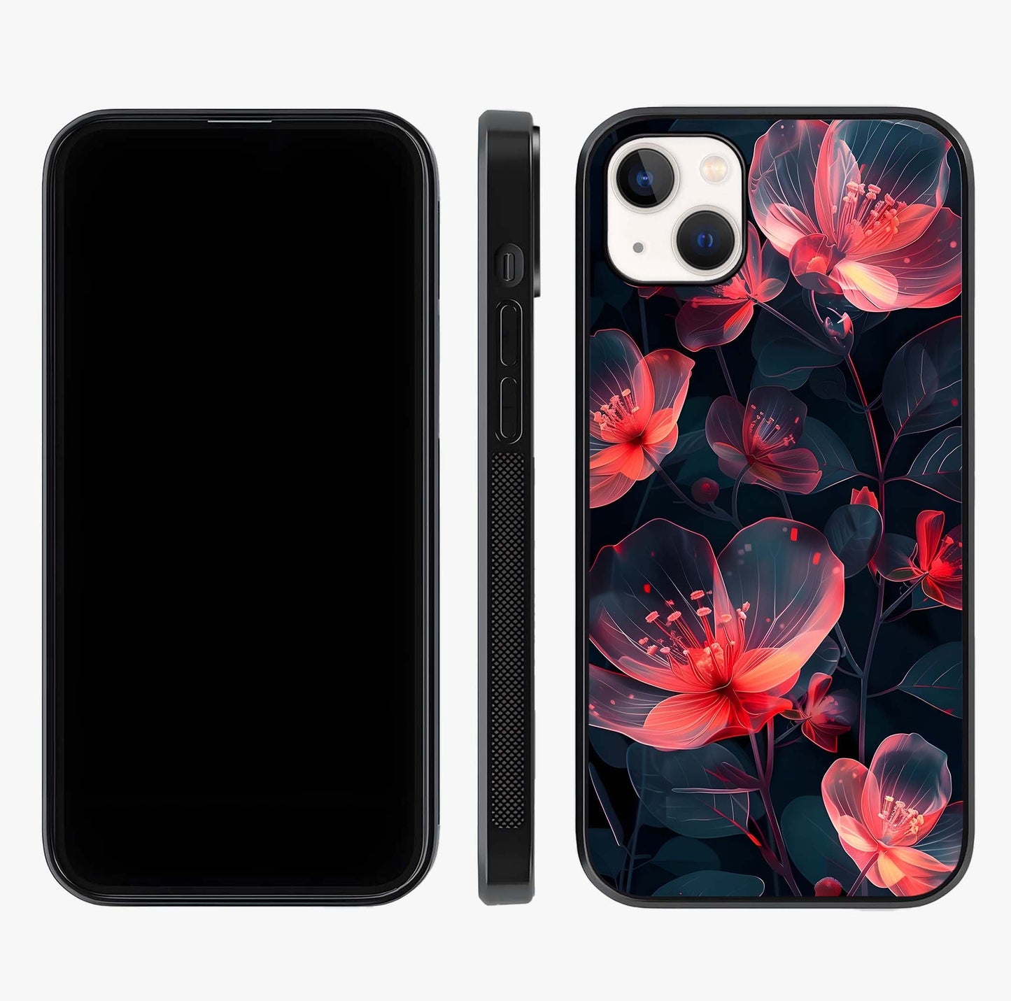 Dark Shade Of Flower Glass Case displayed upright for full design visibility and premium finish.