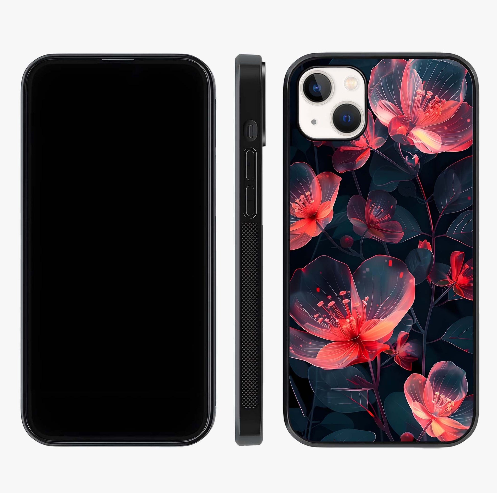 Dark Shade Of Flower Glass Case displayed upright for full design visibility and premium finish.