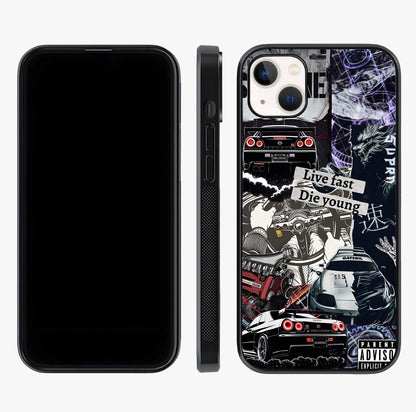 Die Young Glass Case displayed upright for full design visibility and premium finish.