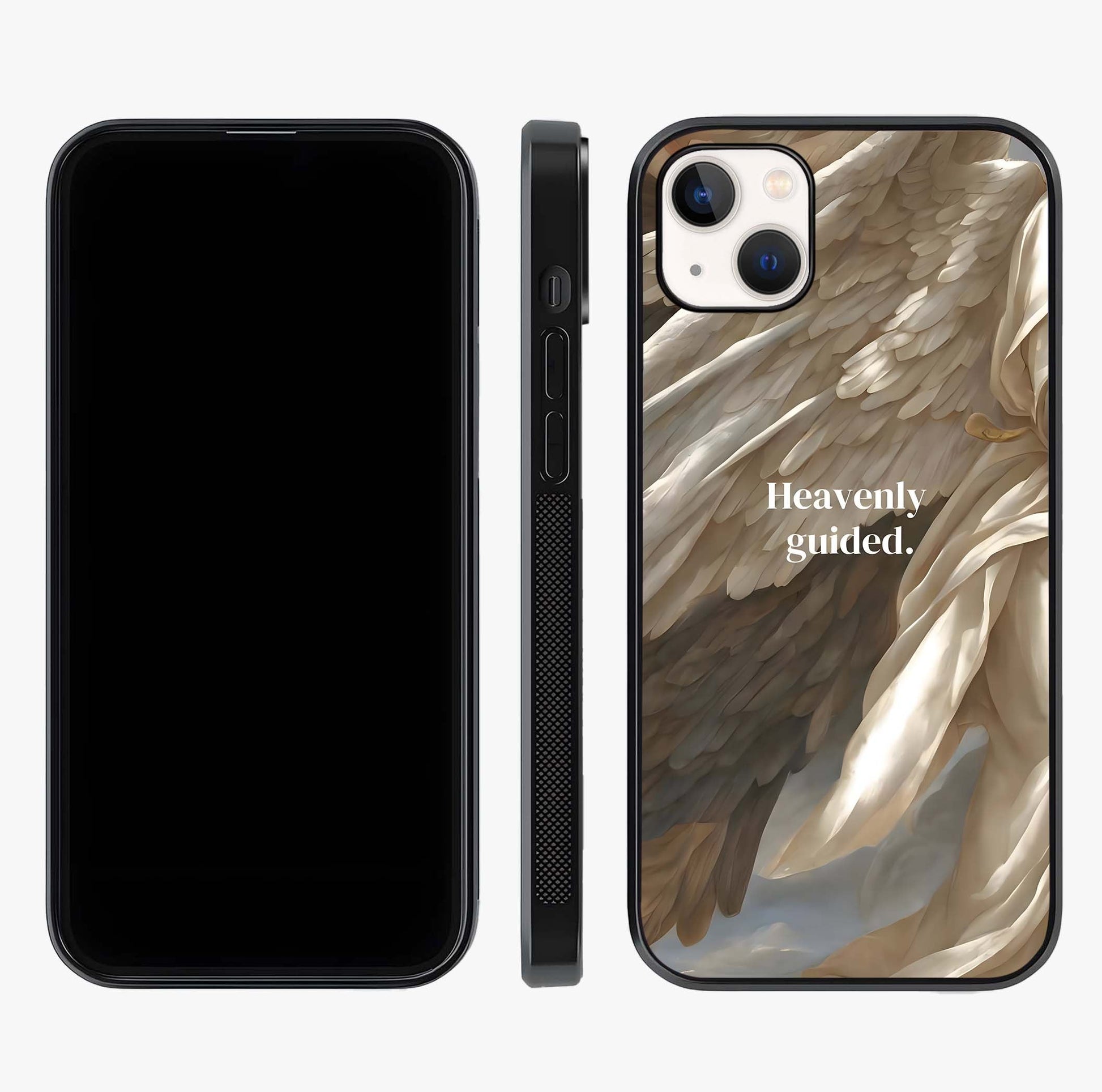 Divine Winged Grace Glass Case displayed upright for full design visibility and premium finish.